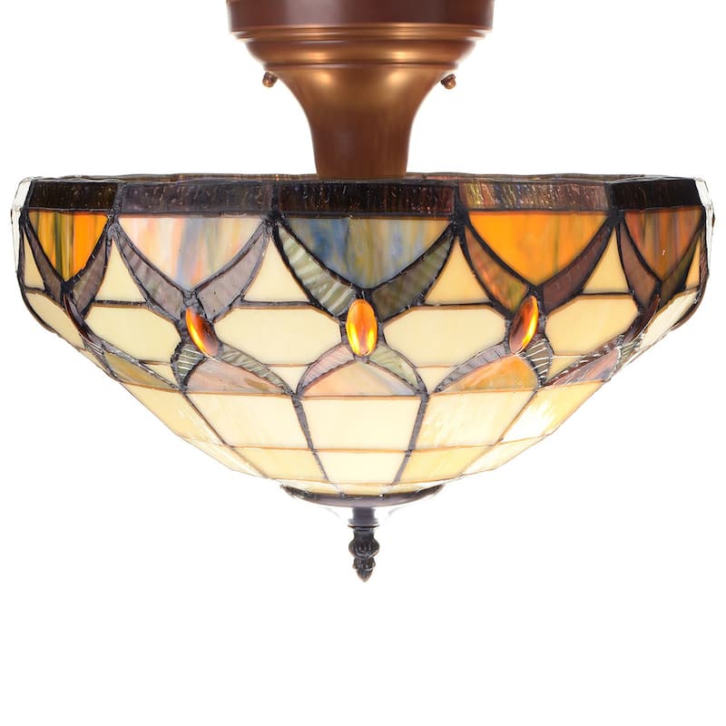 Axcel 2-light Off-white 12-inch Tiffany-style Ceiling Lamp