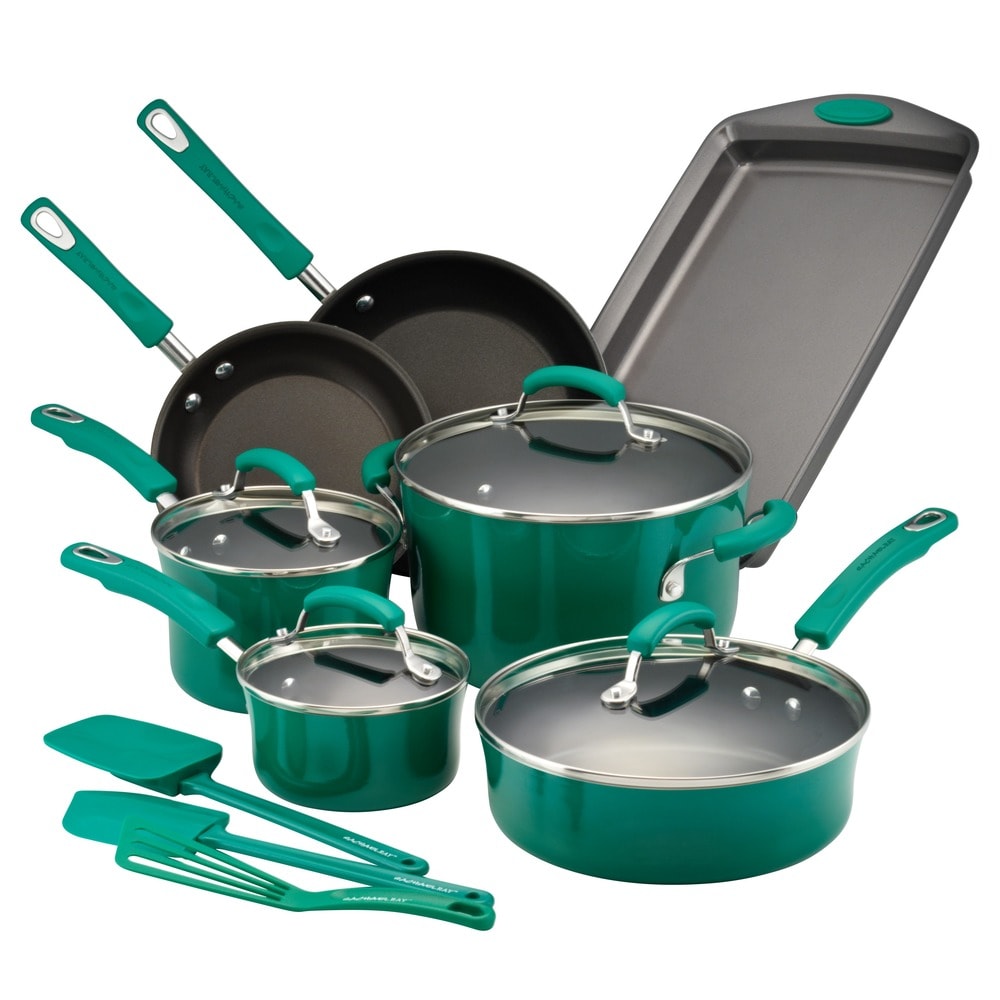 Rachael Ray Classic Brights Porcelain Enamel Nonstick Cookware Pots and Pans  Set, 14-Piece - Bed Bath & Beyond - 11639138