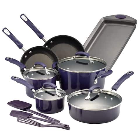 Rachael Ray 14-Piece Hard Porcelain Enamel Nonstick Cookware Set