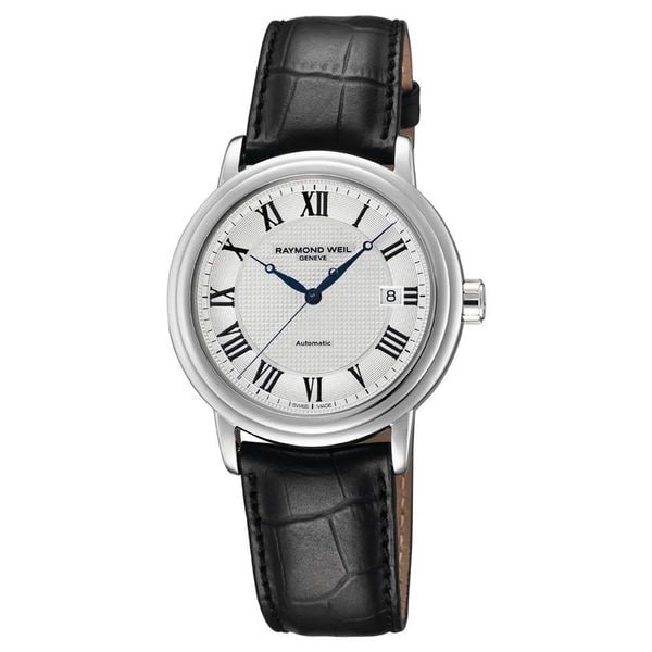 slide 1 of 3, Raymond Weil Men's 'Maestro' Automatic Black Leather Watch
