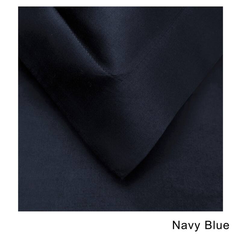 Superior 400 Thread Count Combed Cotton Sateen Duvet Cover Set - Navy Blue - Queen