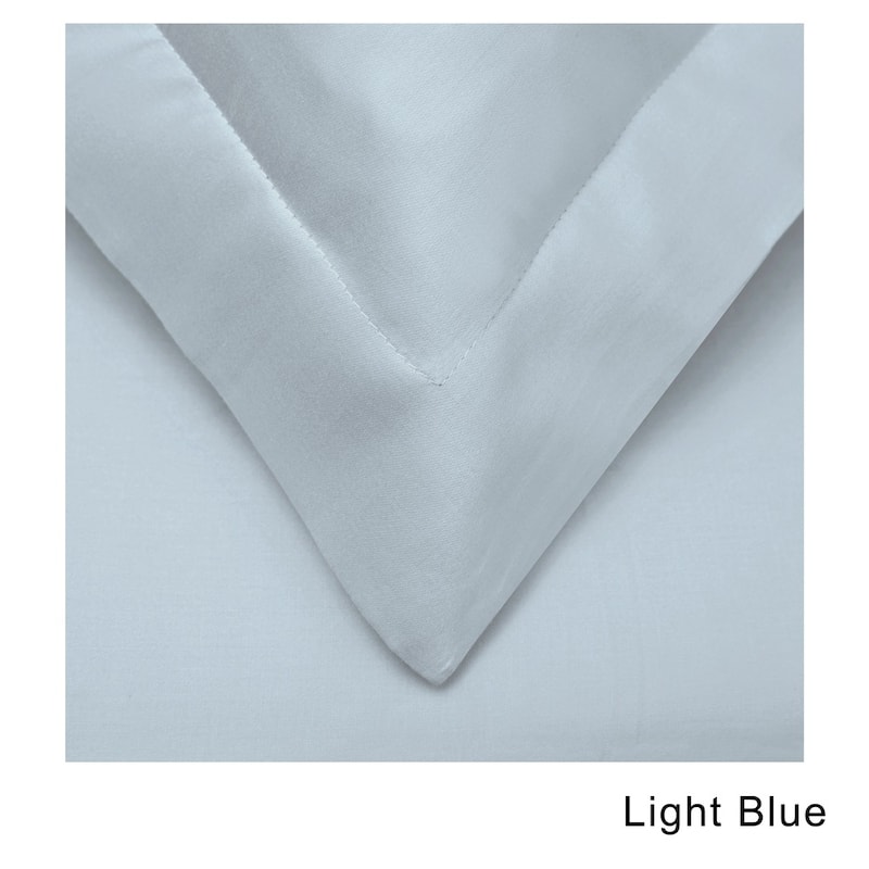 Superior 400 Thread Count Combed Cotton Sateen Duvet Cover Set - Light Blue - Queen