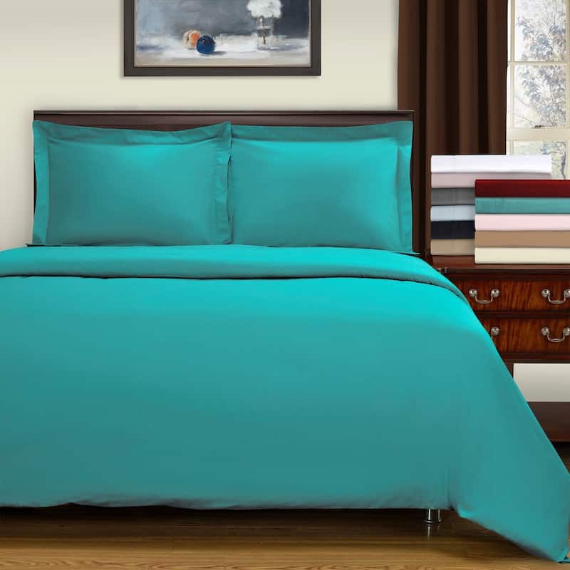 Superior 400 Thread Count Combed Cotton Sateen Duvet Cover Set On