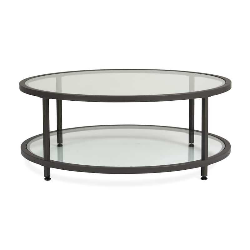 Carbon Loft Heimlich Round Steel/Glass Coffee Table