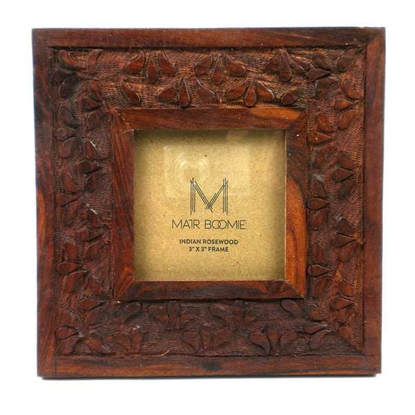 Shop Handmade Square Botanical Rosewood Frame for 3x3 Photo (India
