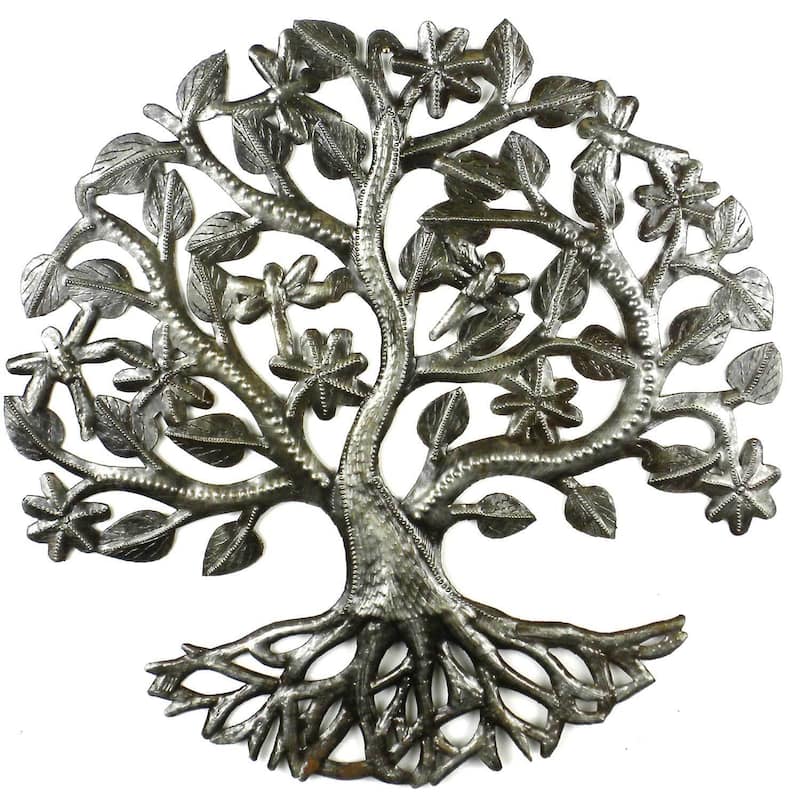 Handmade 14-inch Tree of Life with Dragonflies (Haiti)