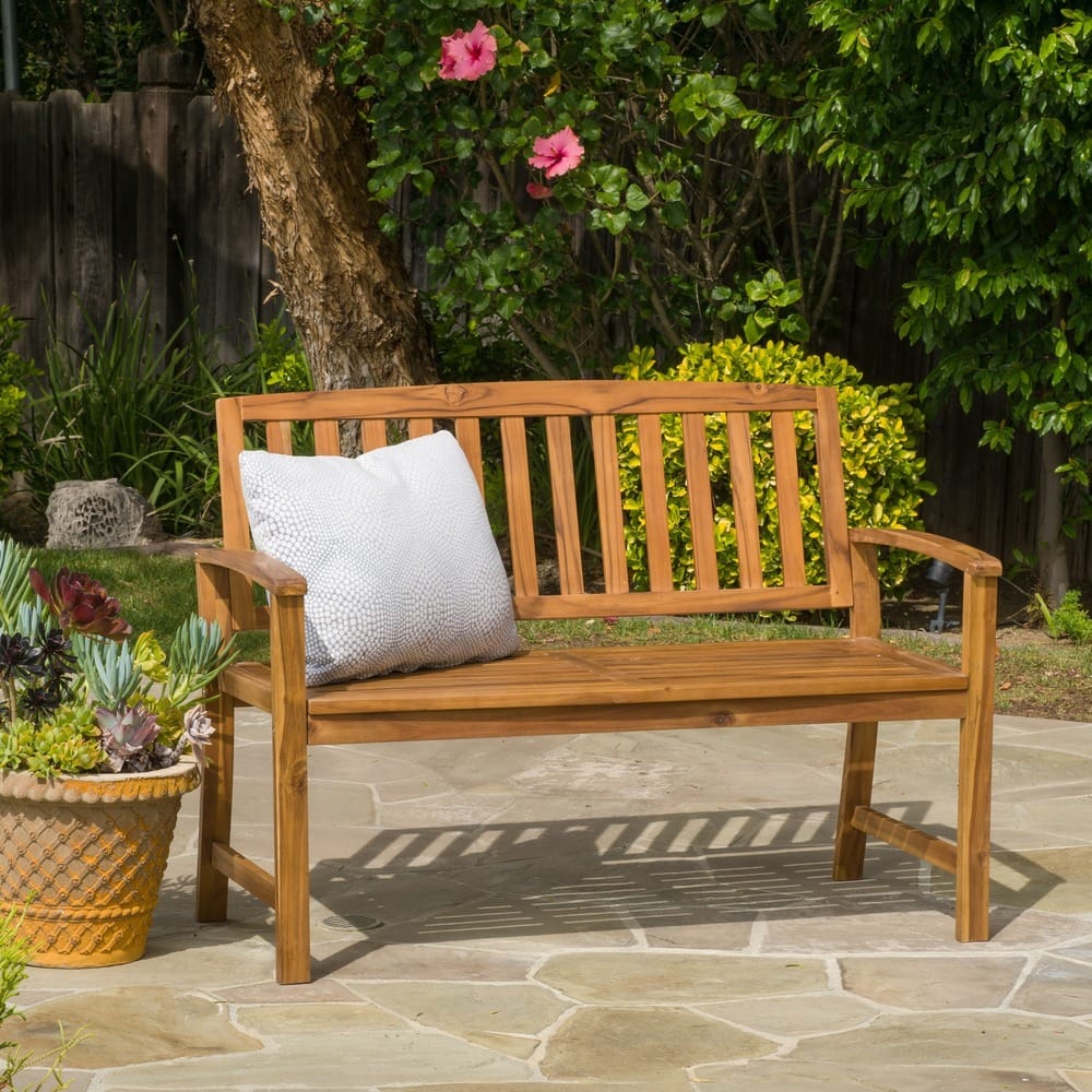 Loja Outdoor Acacia Wood Bench by Christopher Knight Home