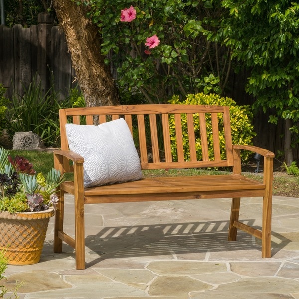 Shop Loja Outdoor Acacia Wood Bench by Christopher Knight Home - Free