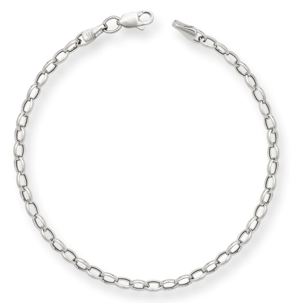 14k White Gold Oval Rolo 7 Inch Chain Bracelet On Free 14k White Gold Oval Rolo 7 Inch Chain Bracelet