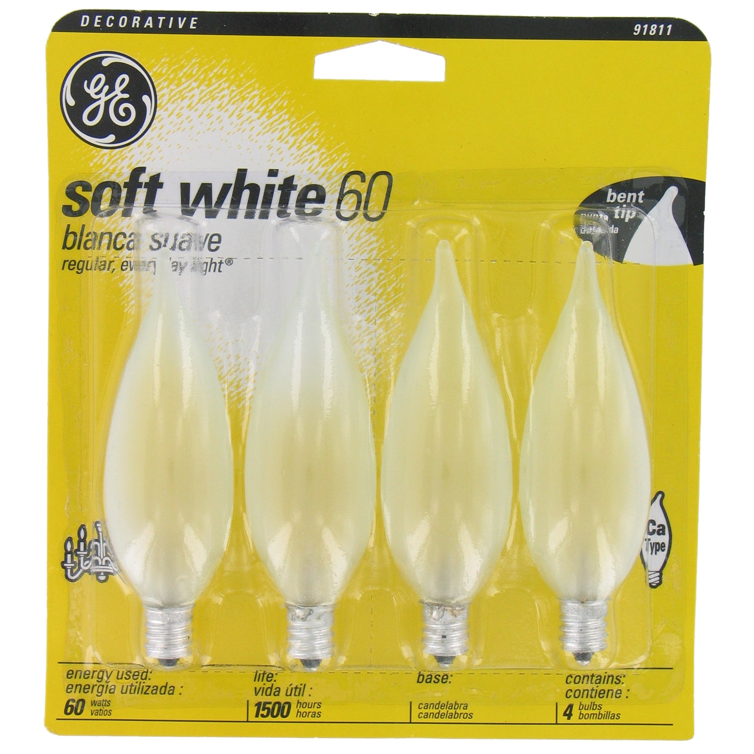 Shop Ge Lighting 76240 60 Watt Soft White Bent Tip Decorative