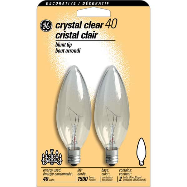 GE Lighting 75033 40 Watt Clear Straight Tip Chandelier Light Bulbs 2-count - Bed Bath & Beyond ...