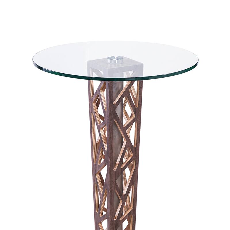 Armen Living Crystal Bar Table with Clear Tempered Glass Top