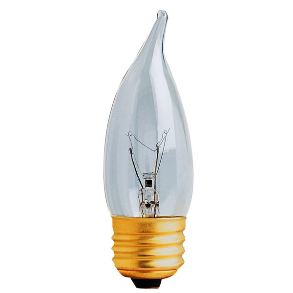 Feit Electric BP25EFC 25 Watt Clear Flame Tip Chandelier Light Bulb 2-count - Bed Bath & Beyond ...