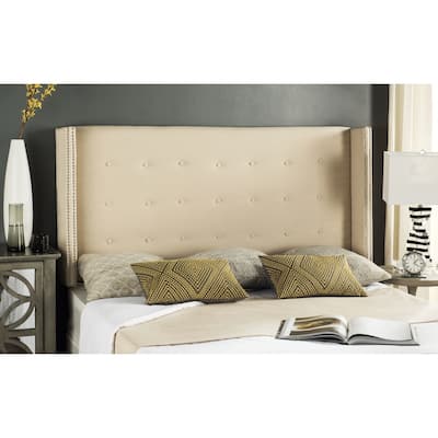 SAFAVIEH Keegan Linen Upholstered Parchment Wingback Headboard (Queen)