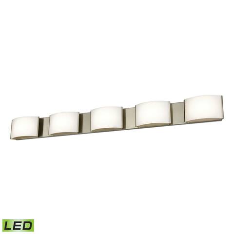Alico Pandora LED 5-light LED Vanity in Satin Nickel and Opal Glass