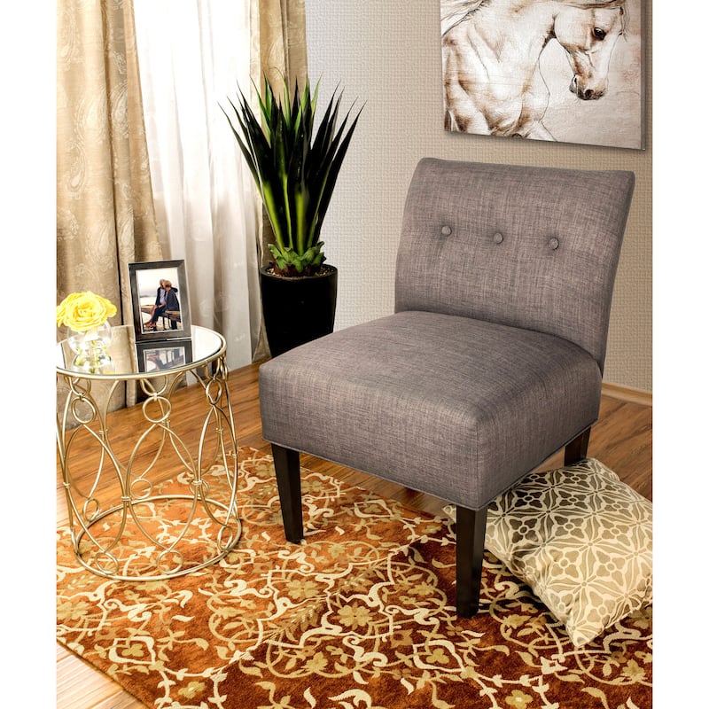 Samantha Button Tufted Ikat Accent Chair - Tan