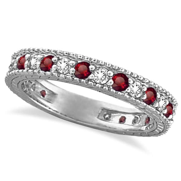 Shop 14k Gold 1 1/10ct Diamond & Ruby Anniversary Ring Band (G-H, SI1