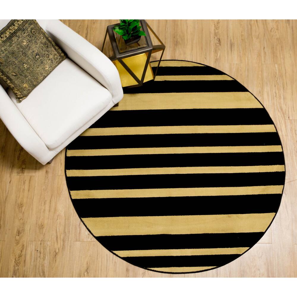 Home Dynamix Royalty Collection Traditional Round Black Area Rug - 7'10