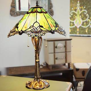 Pull Chain Table Lamps - Shop The Best Deals For May 2017 - 25 Inch Tiffany Style Stained Glass Sea Green Crystal Lace Table Lamp