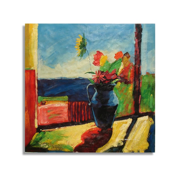 Shop Colorful Oil Painting Of Flowers On A Window Sill Wall Art