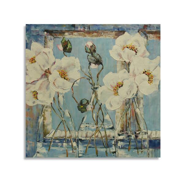 Beautiful Impressionist Oil Painting of Large White Flowers Wall Art ...