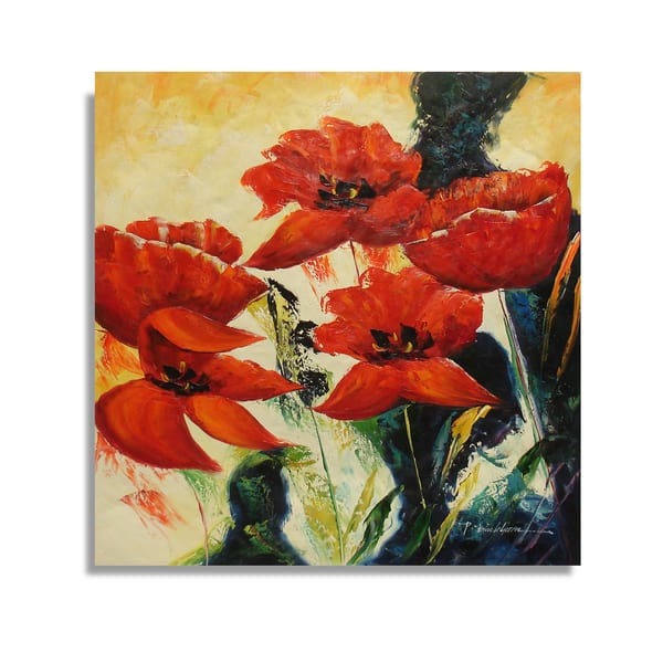 Beautiful Oil Painting of Red Poppy Flowers Wall Art - Overstock - 11644744