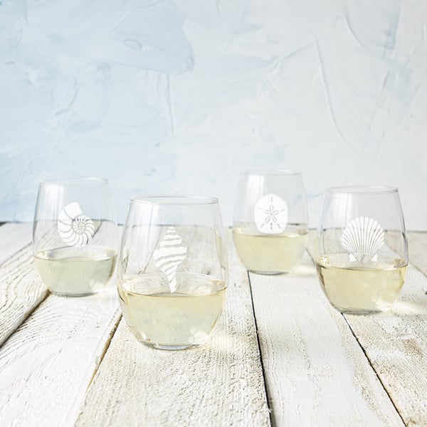 21 ounce Seashell Stemless Wine Glasses - Bed Bath & Beyond - 11650509