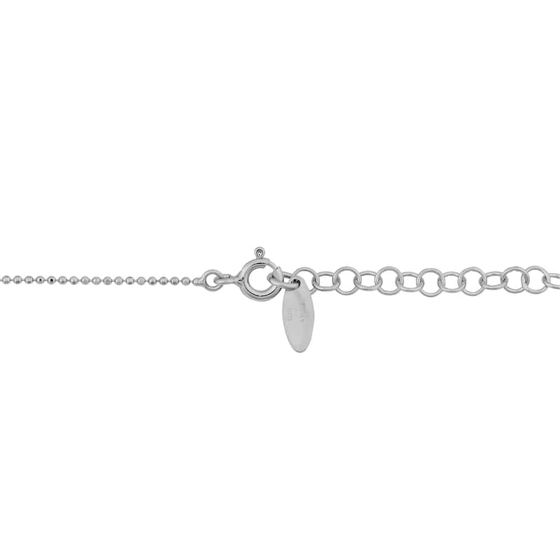 Argento Italia Rhodium Plated Sterling Silver Keyhole Heart Pendant on Bead Chain Necklace (18 inches)