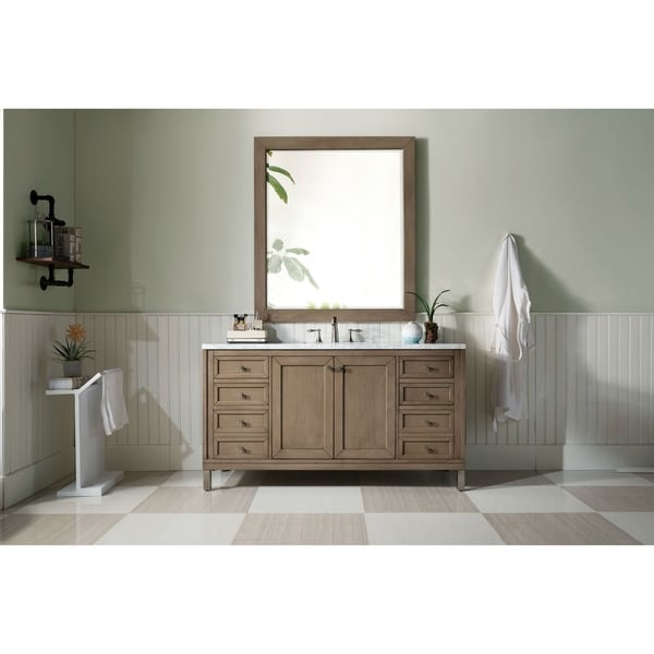 Chicago 60" Single Vanity, White Washed Walnut