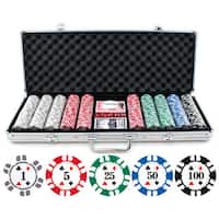 13.5g 500-piece Double Stripe Suited Clay Poker Chip Set