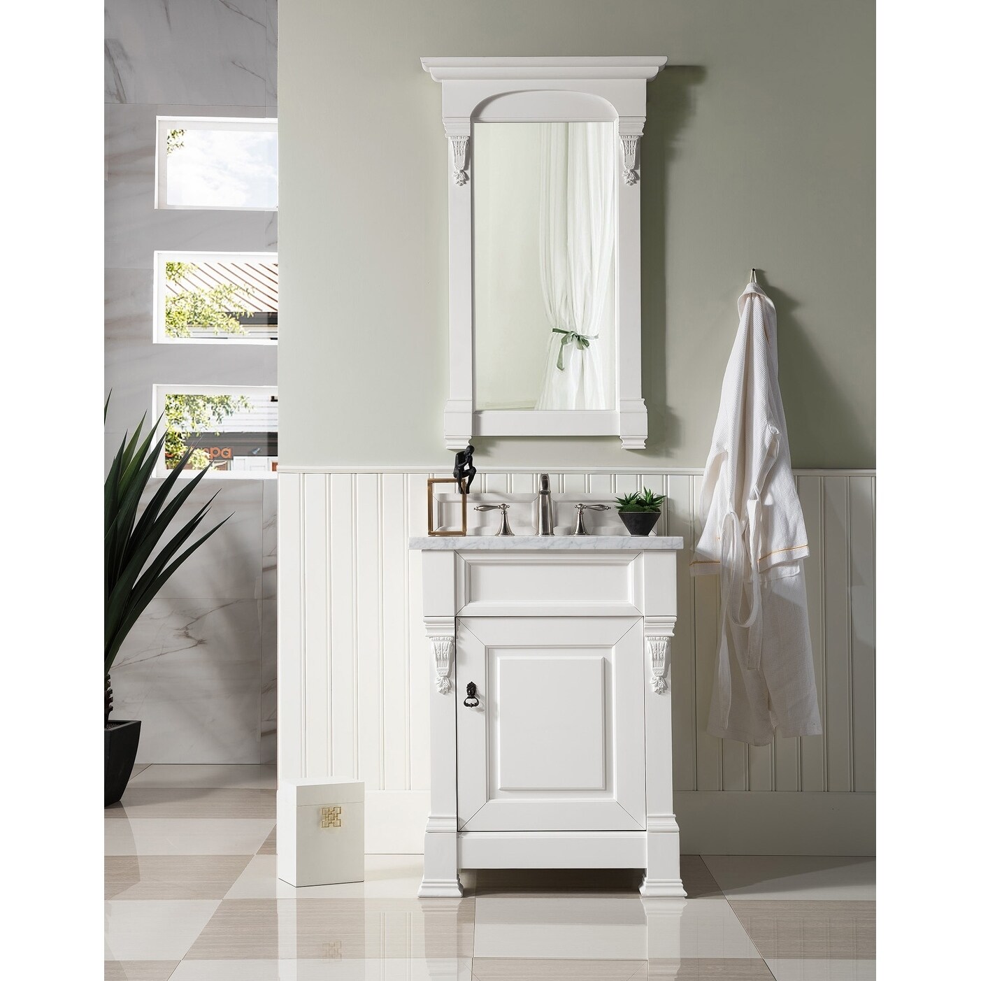 Brookfield 26 Single White Cottage Vanity Cabinet Overstock 11651198