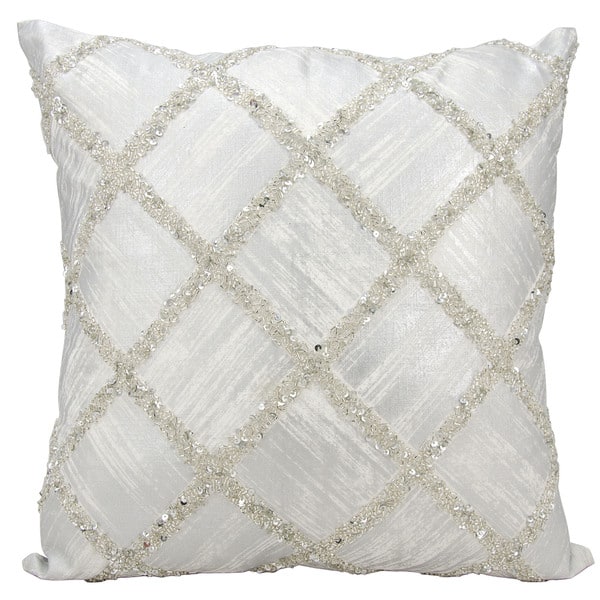 Kathy Ireland Beaded Diamonds Silver Ivory Throw Pillow 20 X 20 On Sale Overstock 11651241