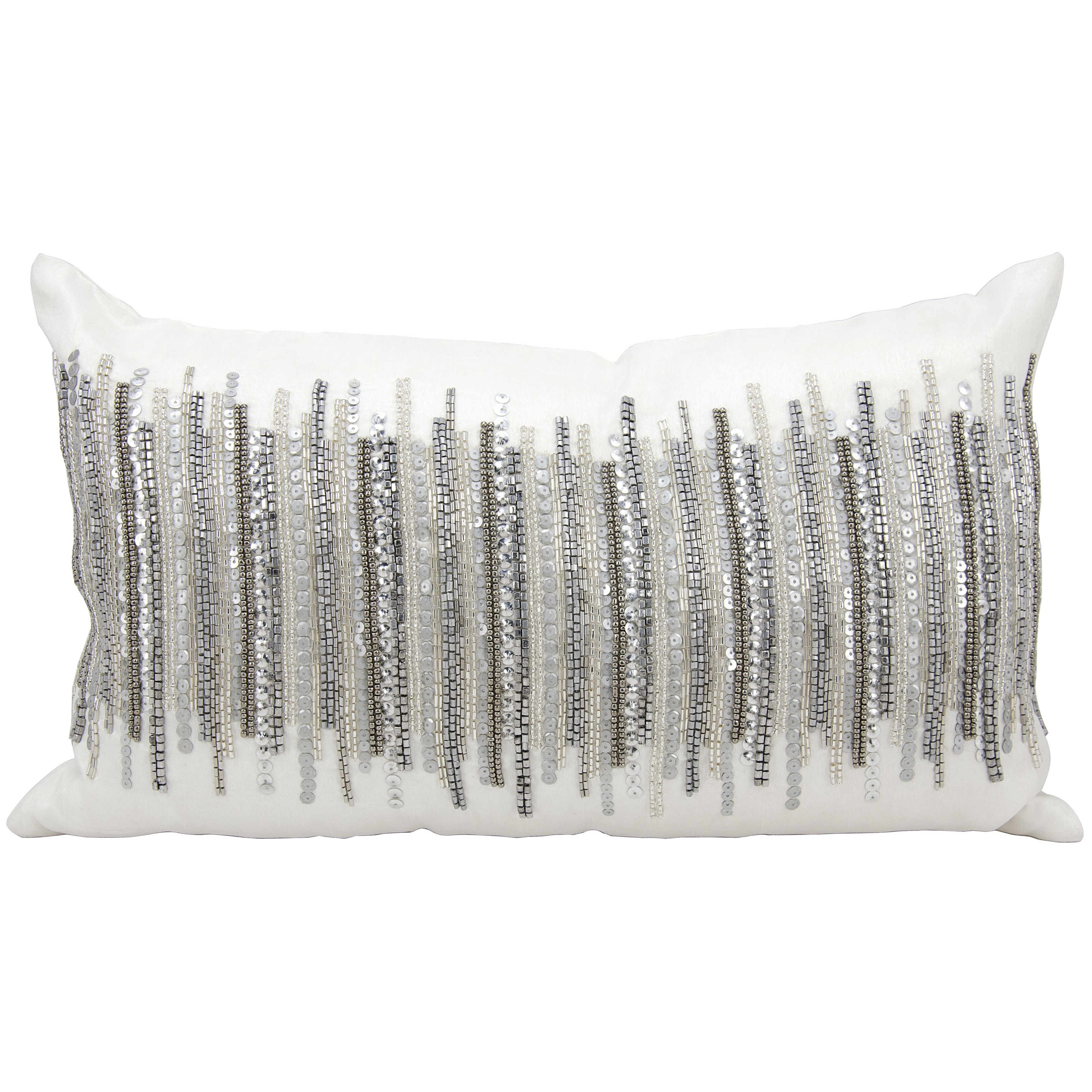 white and silver throw pillows