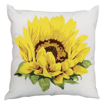 Sunflower White Throw Pillowby Nourison (18-Inch X 18-Inch)