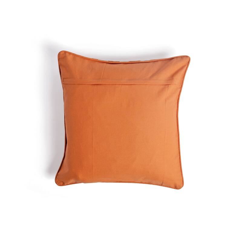 Orange and White Square Cotton Throw Pillow