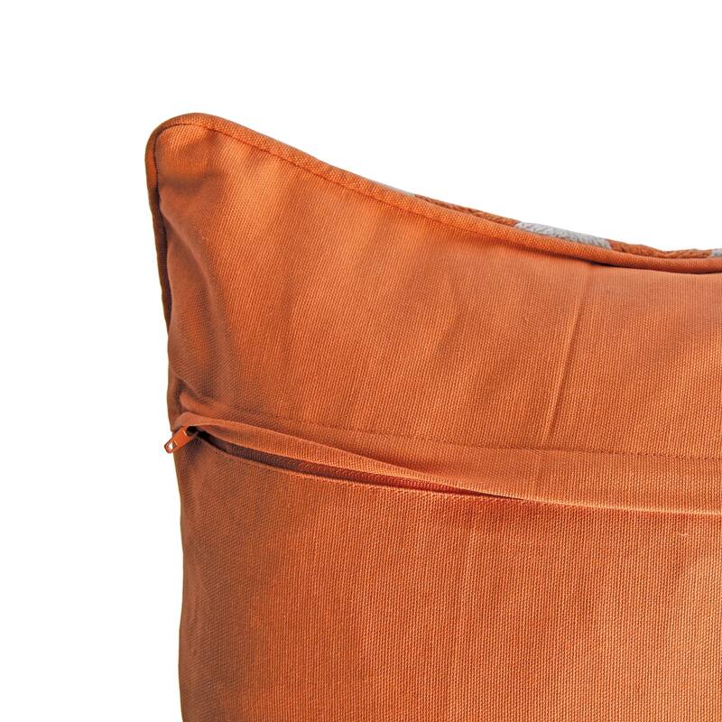 Orange and White Square Cotton Throw Pillow