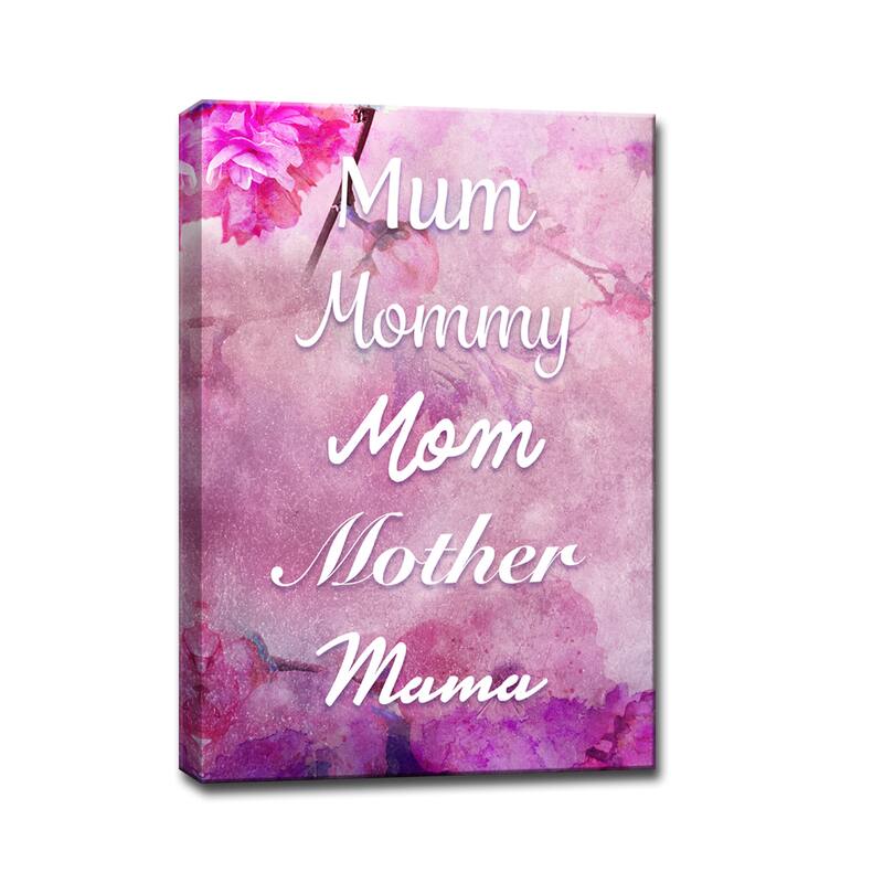 Mum, Mommy, Mom, Mother, Mama' Wrapped Canvas Wall Art - Bed Bath ...