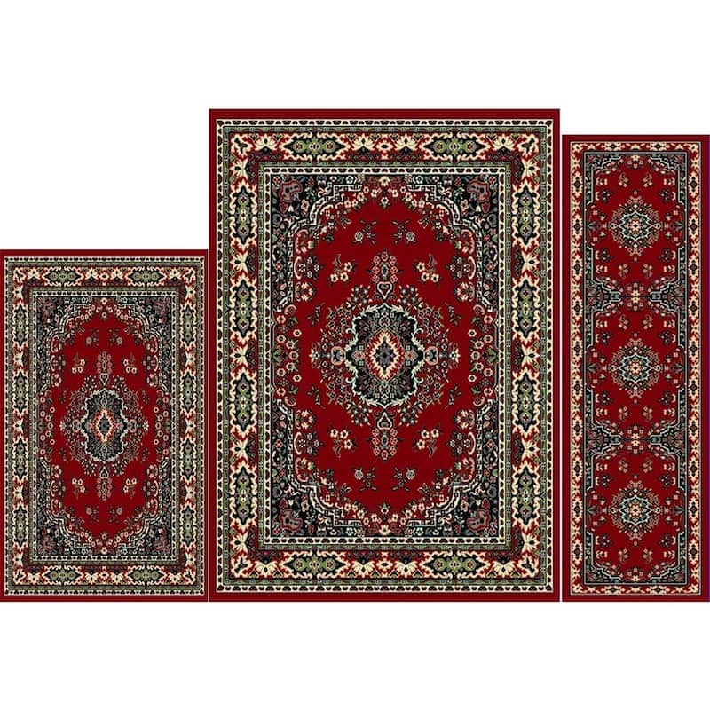 Home Dynamix Ariana Collection Traditional 3-Piece Area Rug (4'11"x6'11", 1'8"x4'11", 1'8"x2'8")
