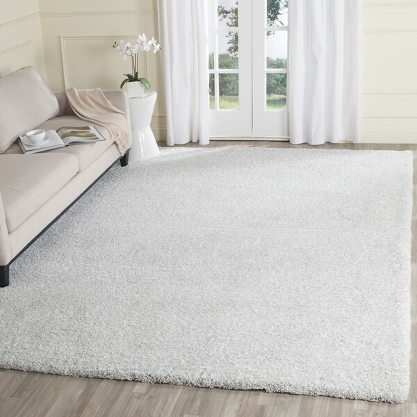 Safavieh Handmade Ultimate Shag Silver/ Ivory Polyester Rug - 8' x 10'
