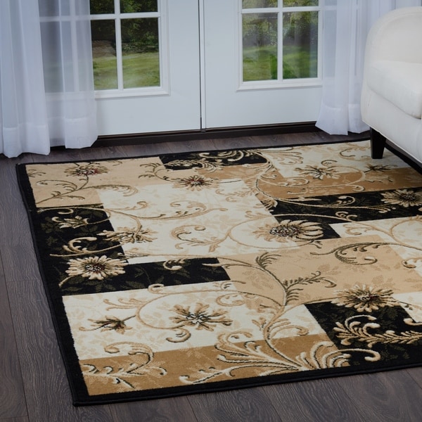 Home Dynamix Optimum Collection Floral Black Area Rug - 3'7" x 5'5"