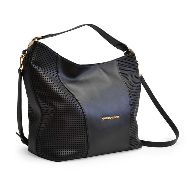 Adrienne Vittadini Perforated Vegan Leather East/West Shoulder Bag