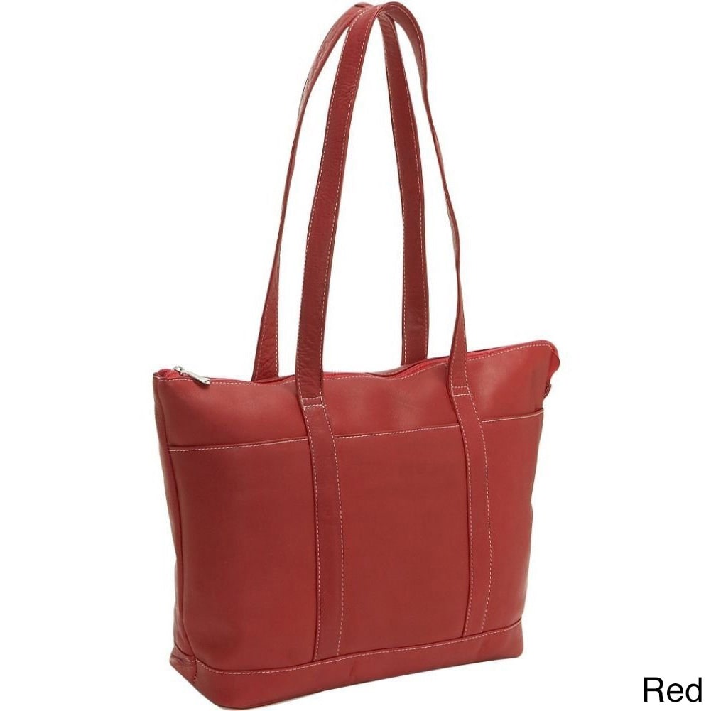 Large Leather Tote Bag With Outside Pockets