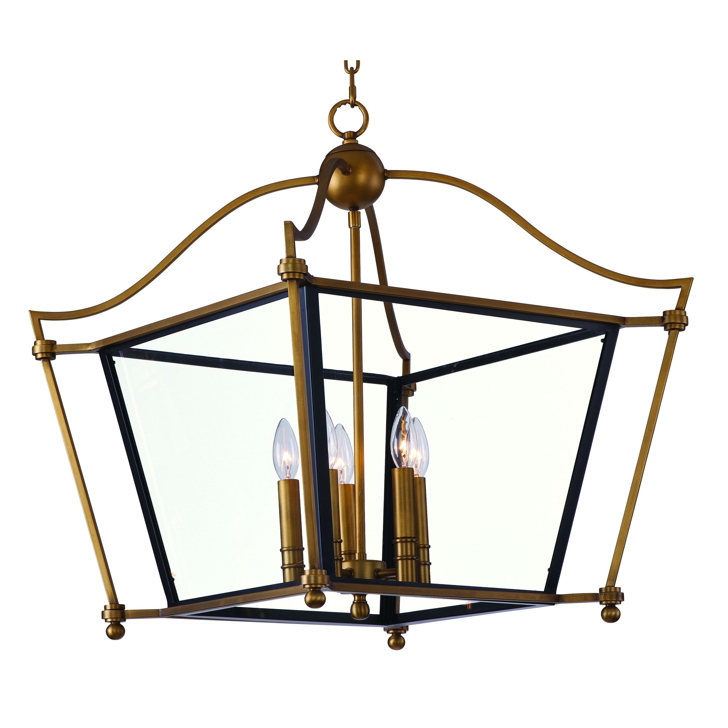 Maxim Ritz-Single-Tier Chandelier (Natural Aged Brass - Clear) - Chandeliers For Bedrooms by Overstock.com