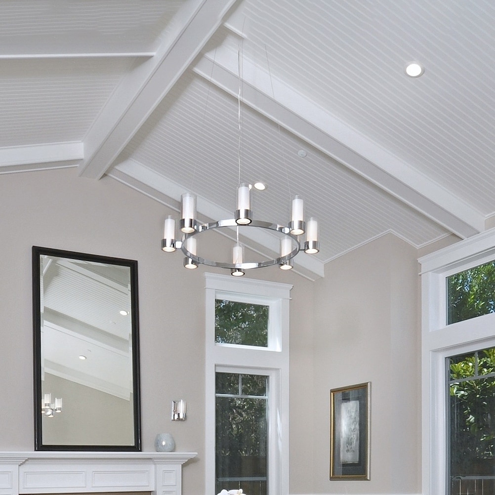 Maxim Silo-Single-Tier Chandelier (Polished Chrome - Clear Frosted) - Chandeliers For Bedrooms by Overstock.com