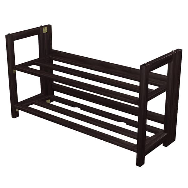 Shop Black Friday Deals On No Assembly Espresso Two Shelf Folding Shoe Rack Organizer 28 Wide Overstock 11657560