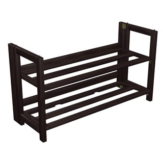 Shop Black Friday Deals On No Assembly Espresso Two Shelf Folding Shoe Rack Organizer 28 Wide Overstock 11657560