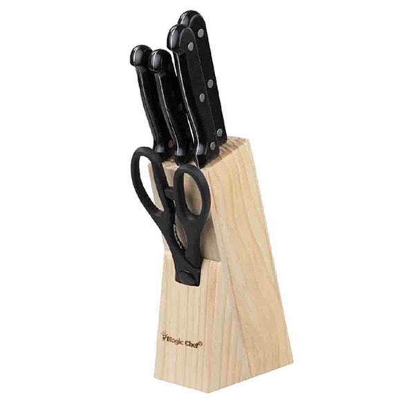 Shop 7 Piece Set of Magic Chef Knives with Wood Block Free Shipping