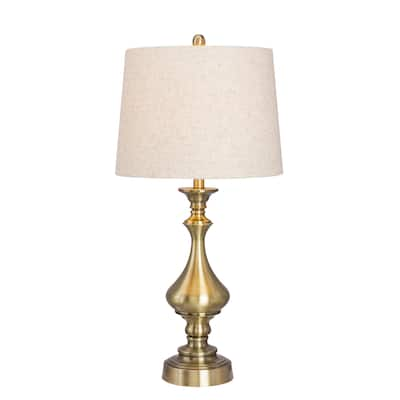 30.5-inch Antique Brass Metal Table Lamp