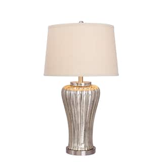 28.5-inch Mercury Glass Table Lamp with Brushed Steel Metal Accents