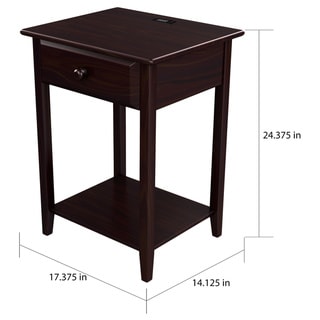 Quality Furniture Espresso Night Stand With Drawer And Usb Port